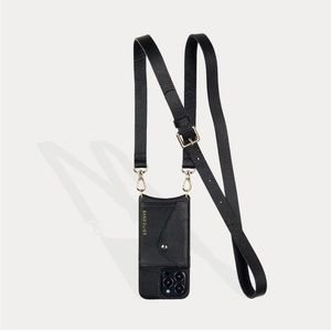 HAILEY
Side Slot Leather Crossbody Bandolier in Black/Gold